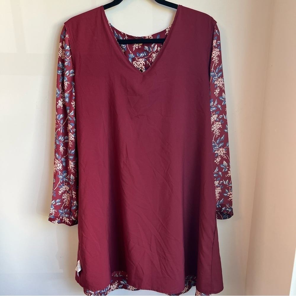 Madewell Red Sheath Dress V-Neck Long Sleeve - Size Large - Picture 11 of 16